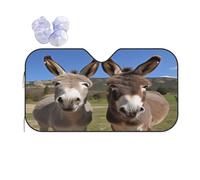 Funny Donkeys -Print Reflective Windshield Sun Shade For Cars M Size - Heat Resistant Suction Cups, Universal Fit.