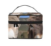 Funny Donkeys Printed Travel Makeup Bag Spacious Portable Cosmetic Organiser with Handle, Large Capacity Toiletry Bag, Gift for Women Girls