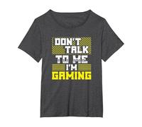 Funny Don't Talk to Me I'm Gaming T-Shirt, Women's Plus, Dark Heather Grey, 3X