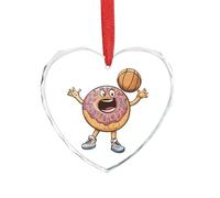 Funny Donut Basketball Food Christmas Ornament Crystal Glass Heart Pendants for Christmas Tree Party