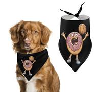 Funny Donut Basketball Food Dog Bandana Adjustable Pet Bibs Triangle Neck Scarf for Small Medium Dog Cats