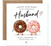 Funny Donut Husband Birthday Card, Humorous Birthday Card with Kraft Envelope for Him, Sweet Pun Design, Cute Donut Themed Greeting Card for Husband from Wife