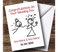 Funny Doodle Bride Dragging Groom Personalised Wedding Card | Wedding Card | On Your Wedding Day