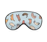 Funny Doodle Cats Sleep Mask Night Cover Eye for Women Men BlockLight for Airplane Travel Nap Adjustable Strap