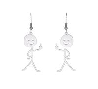 Funny Doodle Earrings for Women Stainless Steel Chic Cute Smiley Middle Finger/Basketball villain Dangle Drop Earrings ewelry Friendship Gift (Silver)