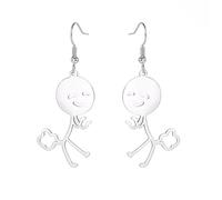 Funny Doodle Earrings for Women Stainless Steel Chic Cute Smiley Middle Finger/Basketball villain Dangle Drop Earrings ewelry Friendship Gift (Silver 2)