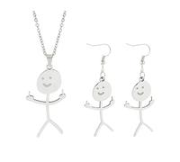 Funny Doodle Necklace Personalized Smile Middle Finger Pendant Necklace Unique Stainless Steel Necklace Long Distance Friendship Gift for Men Women, Metal, alloy