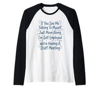 Funny Doodle Style If You See Me Talking to Myself Gag Quote Raglan Baseball Tee