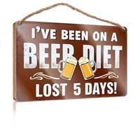 Funny Door Frame Sign Beer Diet Success: 5 Days And Counting! Wooden Sign Bosses Day Decorations Gifts For The Office(15X28CM)