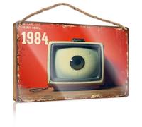 Funny Door Frame Sign George Orwell's '1984' - A Glimpse Into Totalitarian Surveillance Funny Kitchen Decor Decorative Signs for Home Deco(23X35CM)