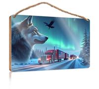 Funny Door Frame Sign Trucks With American Flags On A Snowy Night Wooden Sign Bosses Day Decorations Gifts For The Office(20X30CM)