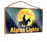 Funny Door Hanging Signs Riding Into The Alpine Lights Under A Full Moon Wooded Sign Welcome Sign For Front Door Welcome Sign For Front(20X30CM)
