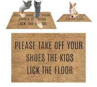 Funny Door Mat | Funny Welcome Front Door Doormat | Shoe Mat | Welcome Mats For Front Door | Funny Reminder Words Welcome Door Doormat | Please Take Off Your Shoes Children Will Lick The Floor Doormat