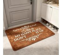 Funny Door Mat Outside Entrance -This is My Happy Place Don't Fu*k It Up Doormat, Sarcastic Welcome Front Door Mat Outside Entrance Funny Non Slip Entry Mats for Entryway Porch Home Decor