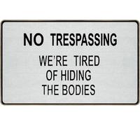 Funny Door Mat Outside No Trespassing We're Tired of Hiding The Bodies Horror Decor Mat for Outside Entrance Front Linen Door Mat Outside Entrance_16 x 24 Inches