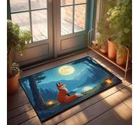 Funny Door Mats For Outside Entry A Fox Sits By A Lake Under A Full Moon Doormat Cool Rugs Home Sweet Home Door Mat(40X60CM)