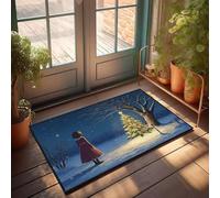 Funny Door Mats For Outside Entry A Girl Admires A Beautifully Lit Christmas Tree On A Snowy Night Doormat Cool Rugs Home Sweet Home Door Mat(65X90CM)