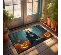 Funny Door Mats For Outside Entry A Woman In A Black Dress With A Crown Sits Among Carved Pumpkins Doormat Cool Rugs Home Sweet Home Door Mat(40X60CM)