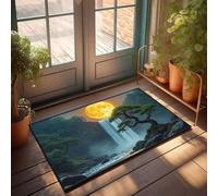 Funny Door Mats For Outside Entry Lush Forest, Waterfall, Large Moon Doormat Cool Rugs Home Sweet Home Door Mat(65X90CM)