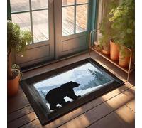 Funny Door Mats For Outside Entry Silhouette Of A Bear Looking Out Over A Snowy Landscape Doormat Cool Rugs Home Sweet Home Door Mat(40X60CM)
