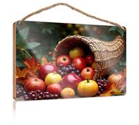 Funny Door Signs for Office A Cornucopia Filled with Apples, Grapes, and Pumpkins Boys Bedroom Decorations Bathroom Wall Art(20X30CM)