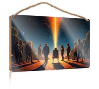 Funny Door Signs for Office A Group of People Gather Around A Chair Under A Starry Sky Boys Bedroom Decorations Bathroom Wall Art(23X35CM)