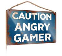 Funny Door Signs for Office Be Prepared for an Angry Gamer Wooden Sign Small Signs for Home Decor Summer Door Sign(15X28CM)