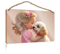 Funny Door Signs For Office Girl And Dog: A Heartwarming Bond Wooden Sign Small Signs For Home Decor Summer Door Sign(20X30CM)