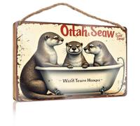 Funny Door Signs for Office Otah & Seaw Bath Soap Welcome Sign for Front Porch Standing Mancave Sign(23X35CM)