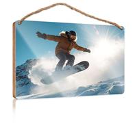 Funny Door Signs for Office Snowboarder in Action On A Sunny Day Boys Bedroom Decorations Bathroom Wall Art(23X35CM)