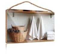 Funny Door Signs for Office Towels Hanging On Hooks with Baskets and Pinecones in The Background Wooded Sign Indie Room Decor Welcome Sign for Front Door(15X28CM)