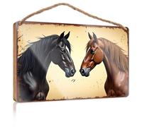 Funny Door Signs for Office Two Horses Facing Each Other Welcome Sign for Front Porch Standing Mancave Sign(15X28CM)