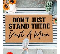 Funny Doormat Don't Just Stand There, Bust A Move - Retro Humour Welcome Mat - 75 x 44 cm (29.5" x 17") Artificial Coir Entryway Rug with Non-Slip Rubber Backing