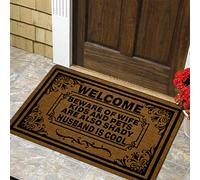 Funny Doormat Entrance Door Mat Floor Mat Welcome Beware Of Wife Children And Pets Are Also Shady As Well Husband Is Cool | Outdoor Welcome Mat | Non-Slip Rubber Machine Washable 36x24 Inch