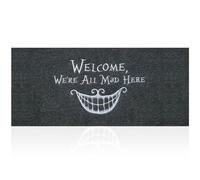 Funny Doormat for Outside Entry Welcome We're All Mad Here Doormats,Heavy Duty Low Profile Non Slip Durable Front Welcome Mat Doormat for Home Entrance