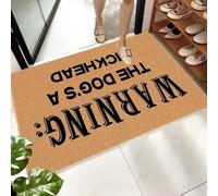Funny Doormat Front Door Mat,Warning The Dog's A Dickhead Entryway Outdoor Mat, Welcome Floor Mats Outside Inside Non Slip with Rubber Backing,Heavy Duty Front Porch Welcome Mats-S