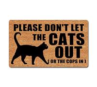 Funny Doormat Please Don't Let The Cats Out Or The Cops In Welcome Front Porch Mats Personalized Monogram Home Decor Doormat For The Entrance Way Personalized Non Slip Kitchen Rug And Mats 30x18 inch