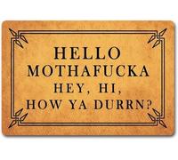Funny Doormats Hello Mothafucka Hey Hi How Ya Durrn Welcome Mat for Entrance Way Rubber Back for Front Door Indoor Cute Rugs_18 x 30 Inches