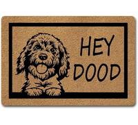 Funny Doormats Hey Dood Cute Dog Pets Indoor Floor Welcome Mat for Entrance Way Rubber Back for Front Door Indoor Cute Rugs_18 x 30 Inches