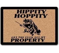 Funny Doormats Hippity Hoppity Get Off My Property Indoor Floor Welcome Mat for Entrance Way Rubber Back for Front Door Indoor Cute Rugs_18 x 30 Inches