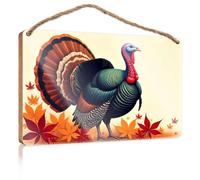 Funny Doorsign A Colorful Turkey Surrounded By Autumn Leaves Summer Decor Kitchen Signs Wall Decor(15X28CM)