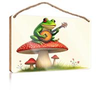 Funny Doorsign A Frog Playing Guitar On A Mushroom Summer Decor Kitchen Signs Wall Decor(15X28CM)