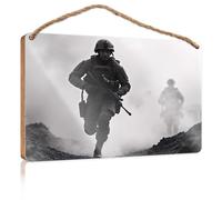 Funny Doorsign Soldiers in Combat Gear Advance Under Smoke Summer Decor Kitchen Signs Wall Decor(23X35CM)