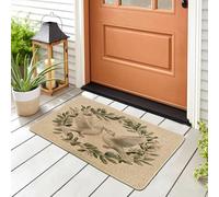 Funny Doves Front Black Door Mat Outside Inside Entrance 29 * 17, Fun Leaf Plant Botanical Outdoor Indoor Non Slip Doormat, Small Birds Shoes Off Doormat for Patio Interior Garage