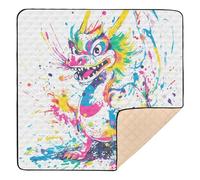 Funny Dragon Cute Foldable Baby Gym & Activity Mat for Indoor Outdoor Lightweight Tummy Time Activity Mat for Babies Infants Toddlers, 50'' x 50''