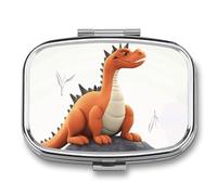 Funny Dragon Pill Case for Travel, Rectangle Metal Pill Organizer with 2 Compartments, Portable Daily Medicine Box for Purse, Wallet