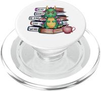 Funny Dragon Read Books Be Kind Stay Weird Book Lover PopSockets PopGrip for MagSafe