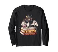 Funny Dragon Read Books Be Kind Stay Weird Bookworm Reader Long Sleeve T-Shirt