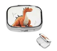 Funny Dragon Square Metal Pill Box 2 Compartment Cute Travel Pill Organizer Case Portable Medicine Vitamin Organizer Pill Case for Women Men Travel Unique Gift