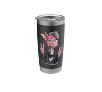 Funny Dragon with Glasses Double Peace Sign Cute Dragon Stainless Steel Insulated Tumbler